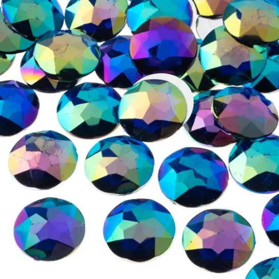 John Bead 20mm AB Acrylic Round Flat Back Rhinestones, 200ct. Royal Blue AB {1}