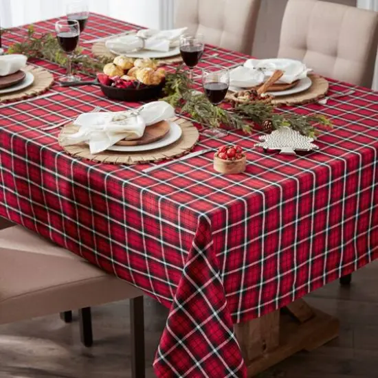 DII&reg; 52" Glad Tidings Plaid Tablecloth {5}