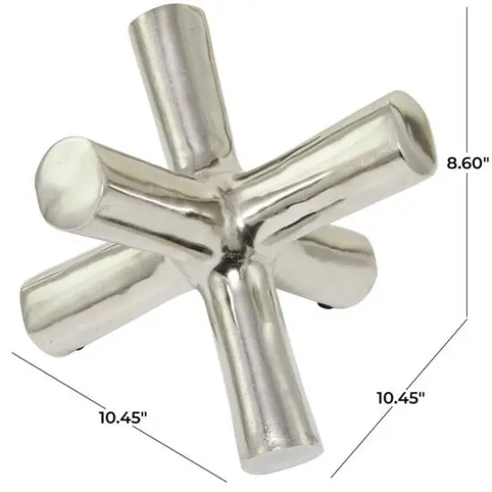 10.5" Silver Aluminum Jack Abstract Sculpture {6}