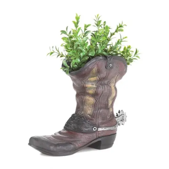 9'' Spurred Cowboy Boot Planter {4}