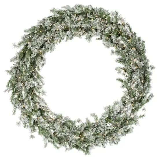 60" Pre-Lit Flocked Kiana Artificial Christmas Wreath, Warm White Dura-Lit&reg; LED Mini Lights {3}