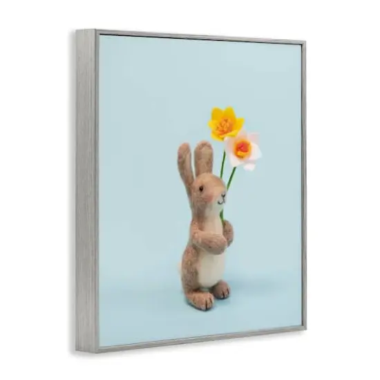 Stupell Industries Spring Bunny Floral Daffodils Framed Giclee Art Gray {4}
