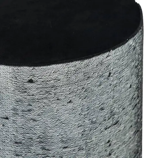 18" Sequin Contemporary Stool Silver/Black {6}