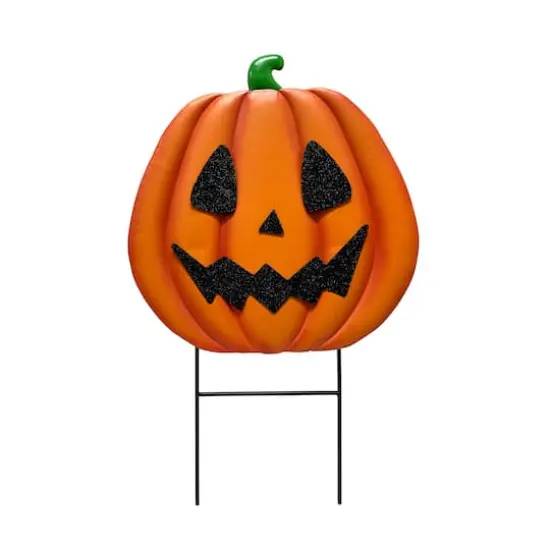 2ft. Orange Jack-O'-Lantern Metal Yard Stake by Ashland&reg; {1}