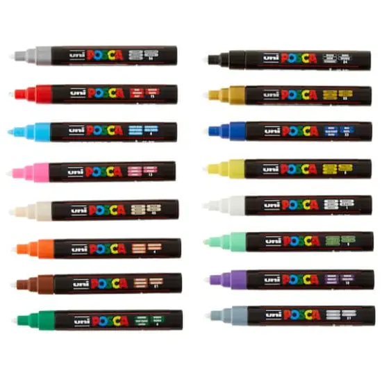 Uni Posca PC-5M 16 Color Medium Tip Paint Marker Set {4}