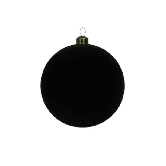 4 Pack 3.8" Flocked Shatterproof Ball Ornaments by Ashland&reg; Black {3}
