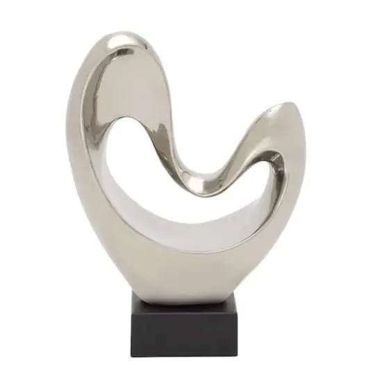 14" Porcelain Modern Abstract Sculpture Silver {1}