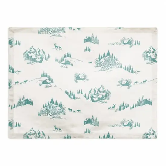 Snowy Town Teal 18x14 Poly Twill Placemat {1}