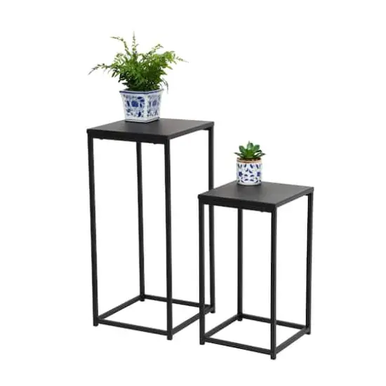 Honey Can Do Square Black Side Tables Set {3}