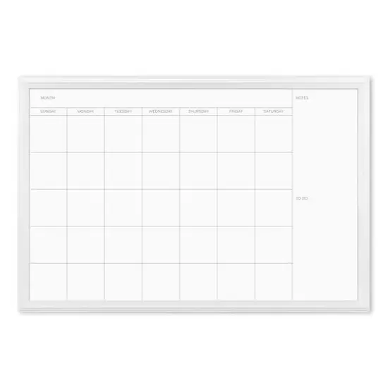 U Brands White 30" x 20" D&eacute;cor Frame Magnetic Dry Erase Monthly Calendar Board {1}