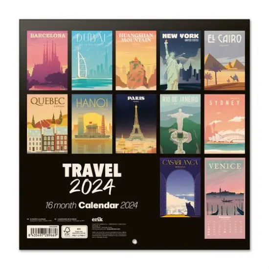 TF Publishing 2024 Travel Bilingual Wall Calendar {3}
