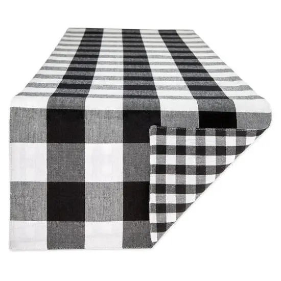 DII® 72" Reversible Gingham & Buffalo Check Table Runner Gray/White {2}