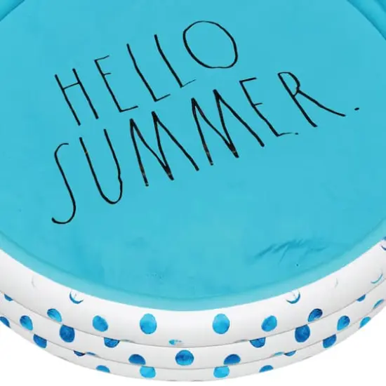 Rae Dunn 4ft. Hello Summer Aqua Polka Dots Mini Pool {4}