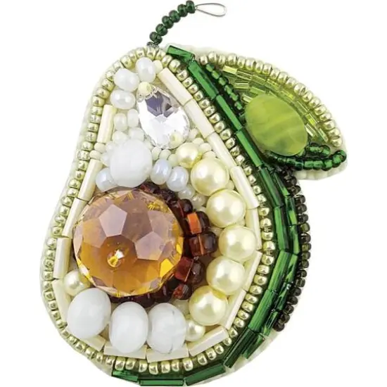 Crystal Art Beadwork Kit For Creating Brooch Avocado {1}