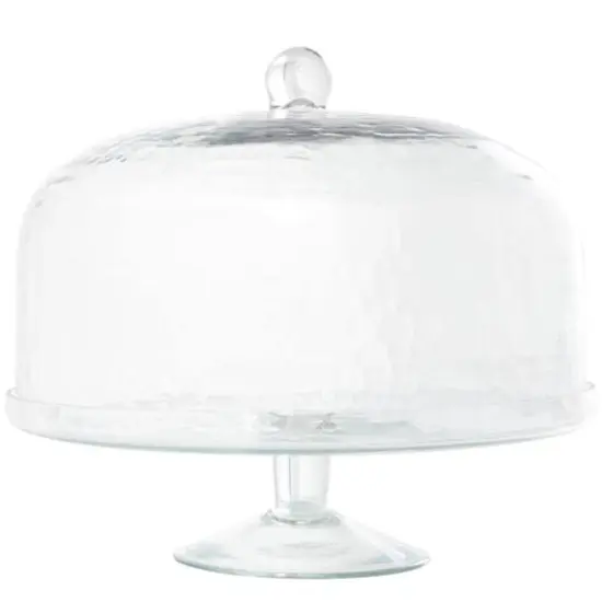 12" Clear Glass Cake Stand with Glass Dome {1}