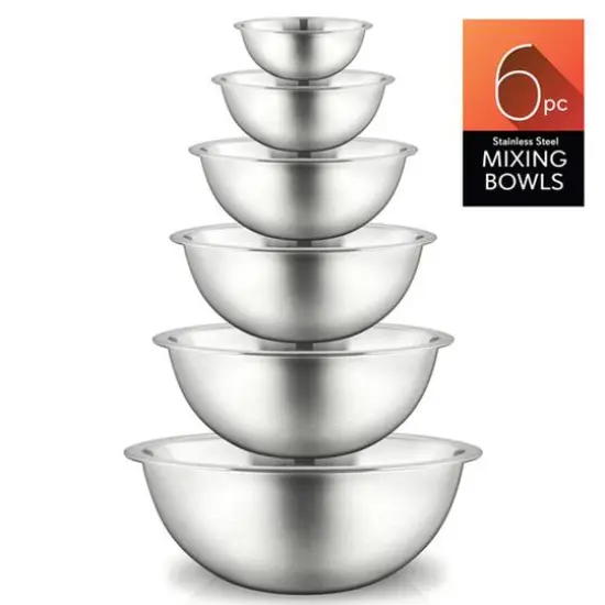 Nutrichef Stainless Steel Mixing Bowl Set {6}