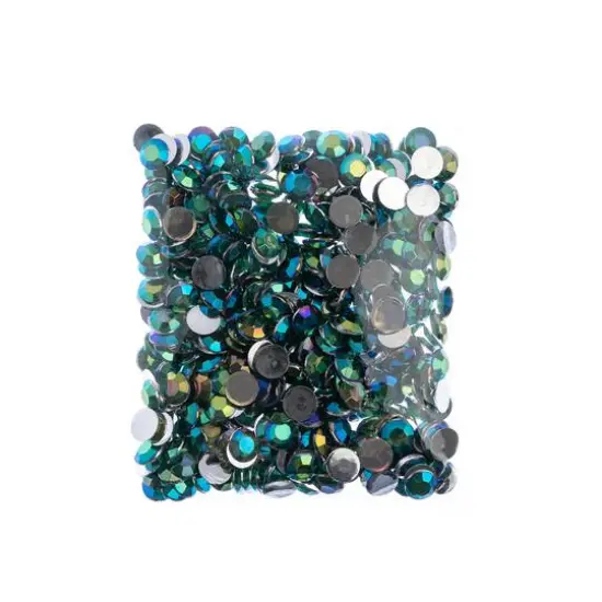 John Bead Acrylic Round Flat Back Rhinestones, 10mm Green AB {4}