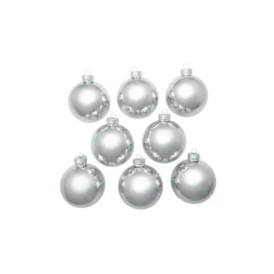Whitehurst 8ct. 3.25" Shiny Glass Ball Ornaments Silver Shiny {3}
