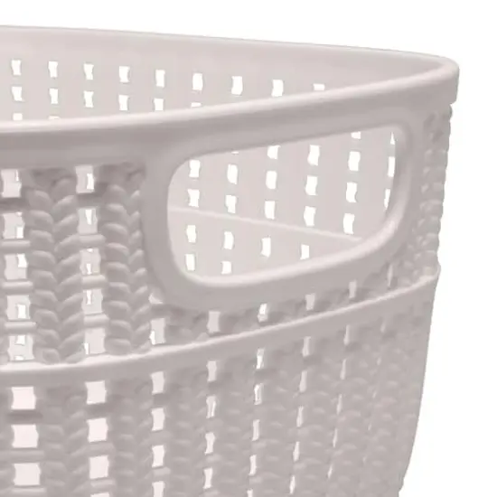 Simplify 9.4" Small 2-Tone Decorative Storage Basket Ivory {6}