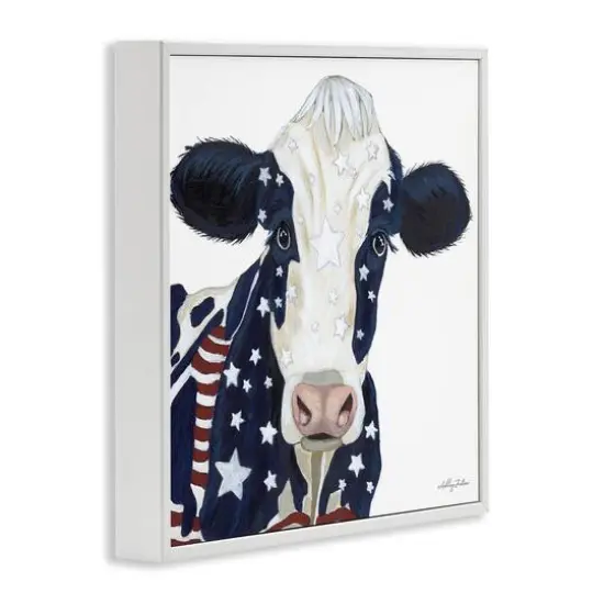 Stupell Industries Country Americana Cow Flag Pattern Framed Giclee Art White {4}