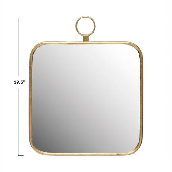 Hello Honey&reg; Gold Finish Rounded Edge Square Metal Framed Wall Mirror {6}