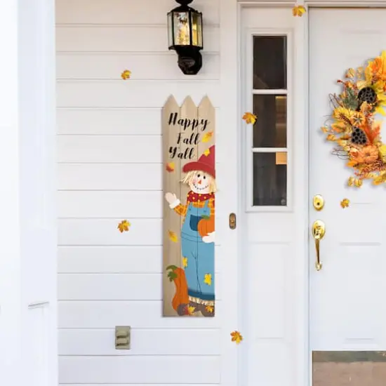 Glitzhome&reg; 3.5ft. Fall Wood Scarecrow Porch D&eacute;cor {3}