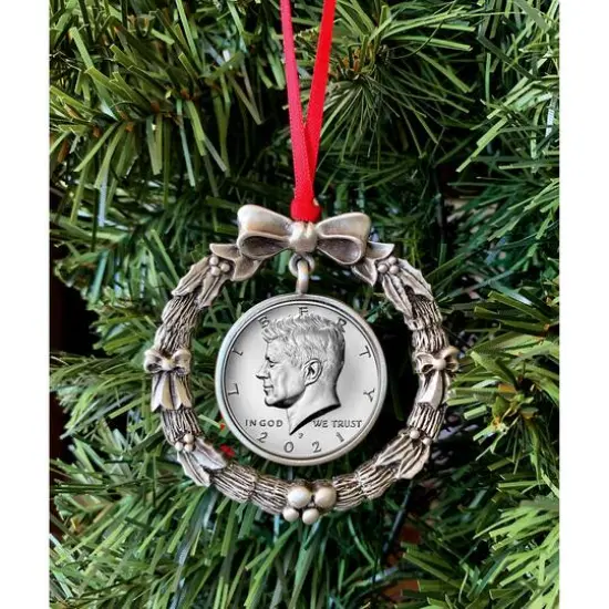 JFK 2021 Half Dollar Wreath Ornament {3}