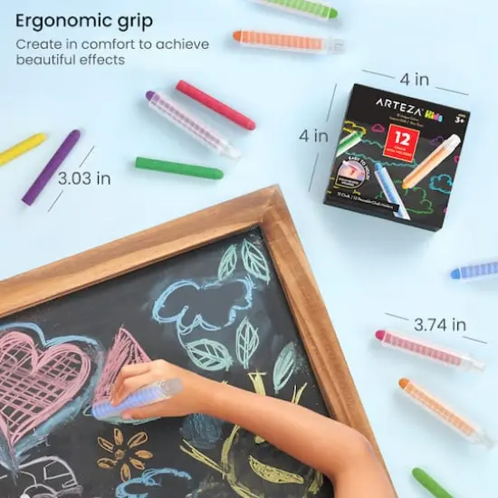 Arteza® Kids Slimmer Chalk with Chalk Holders, Set of 12 pcs {6}
