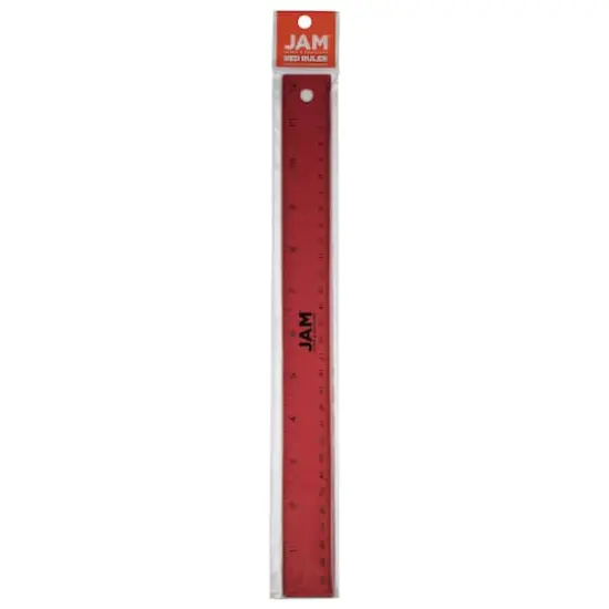 JAM Paper Metallic Stainless Steel Rulers, 12ct. Red {4}