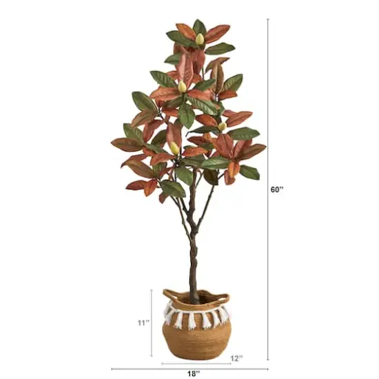 5ft. Artificial Fall Magnolia Tree with Basket {4}