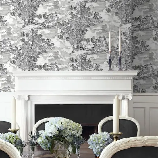 Surface Style Serene Scenes Toile Peel & Stick Wallpaper Charcoal {3}