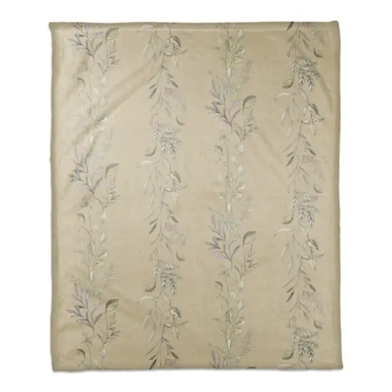 Vines Coral Fleece Blanket Tan {1}