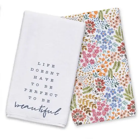 Life is Beautiful Tea Towel Set White {1}