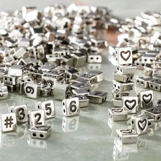 Rhodium Number & Heart Plastic Craft Beads, 8mm by Bead Landing&trade; {3}