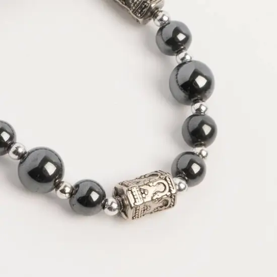 John Bead Hematite Black Natural Stone Stretch Bracelet Black No 74 {3}