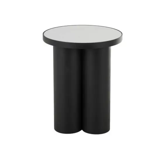 19.75" Black Metal Side End Accent Table with White Marble Tabletop {11}