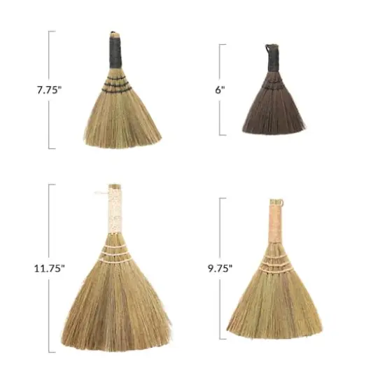 Hello Honey&reg; Whisk Brooms with Neutral Color Yarn Wrapped Handles Set {4}