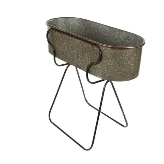 38" Gray Metal Farmhouse Planter {3}