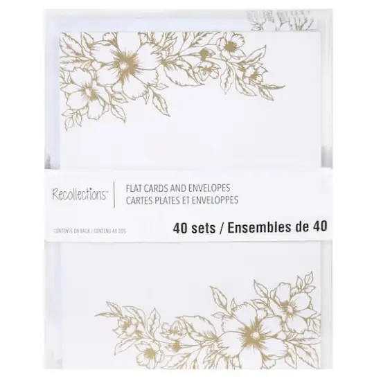 Gold Floral Flat Cards & Envelopes by Recollections&trade;, 4.25" x 5.5" {1}