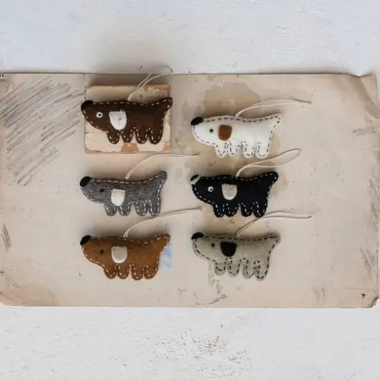 Hello Honey&reg; 6 Pack 4" Stitched Dog Wool Felt Ornaments {3}