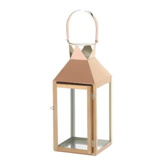 15" Rose Gold Candle Lantern {1}