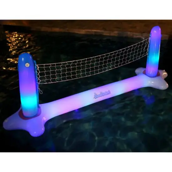 PoolCandy 8.75ft. Giant Floating Illuminated Volleyball LED Game Set {3}