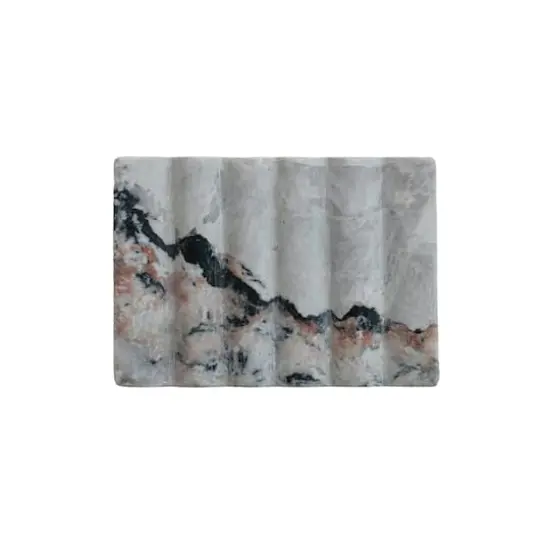 Hello Honey&reg; 5.25" Black & Beige M&eacute;lange Marble Soap Dish {1}