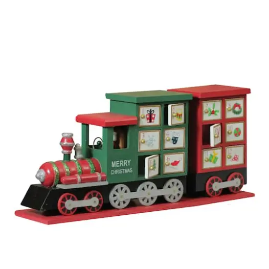16.5" Locomotive Train Wood Christmas Advent Calendar {1}