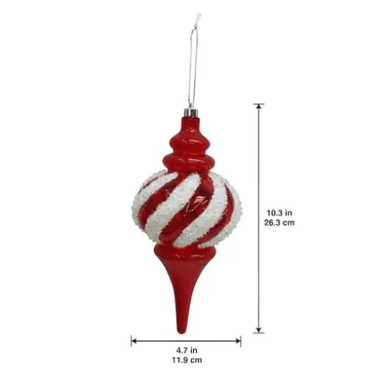 10.25" Red & White Tinsel Twist Jumbo Finial Ornament by Ashland&reg; {3}