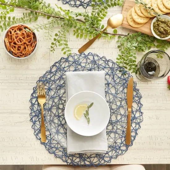 DII&reg; Woven Paper Round Placemats, 6ct. French Blue {6}