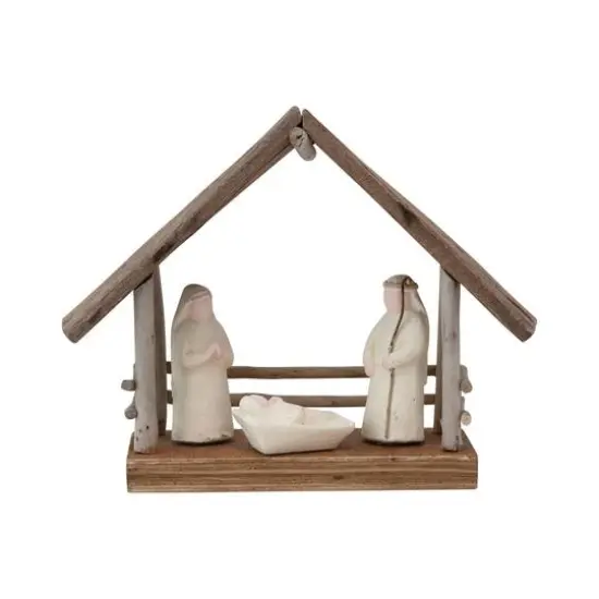 Hello Honey&reg; 8.5" Natural Brown Handmade Nativity Decoration {1}