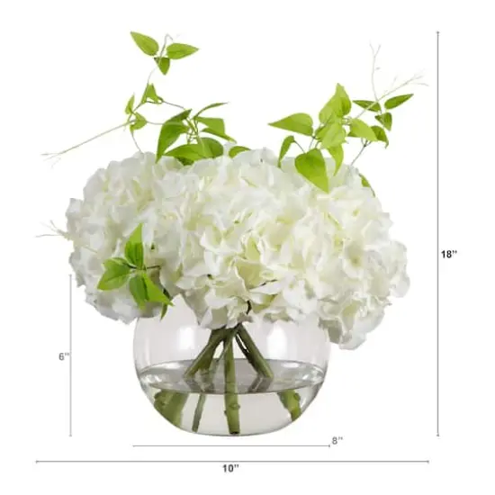 Wedding Collection 18in. Artificial Hydrangea Arrangement in Glass Vase {3}