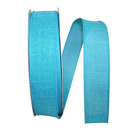 JAM Paper 1.5" x 50yd. Linen Wired Ribbon Turquoise {1}