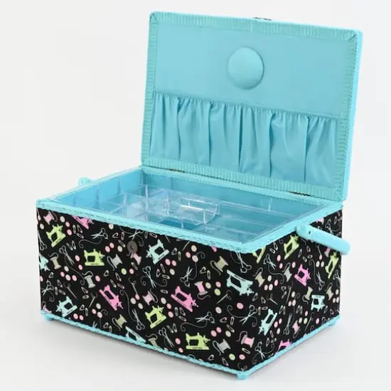 Dritz&reg; Aqua Sewing Notions Extra Large Sewing Basket with Removable Tray {3}